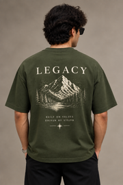 Heritage Club olive green oversized T-shirt detail image