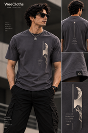 WeeCloths Higher Thinking Clearer Days fitted charcoal T-shirt detail