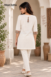 Still Here Still Blooming white Printed Kurti