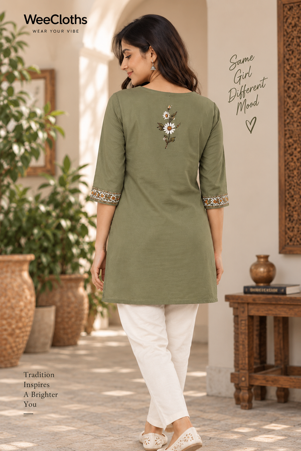 Bharat Heritage Elephant & Floral Short Kurti