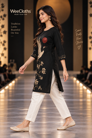 Crane Heritage Black Printed Kurti