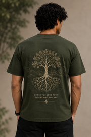 WeeCloths Roots Stay Grounded olive green T-shirt