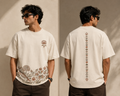 Mithila-inspired oversized T-shirt front and back mockup