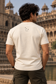 The Indian Edit charcoal T-shirt back view on model