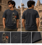 The Indian Edit charcoal T-shirt front and back product views