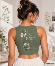 Bloom Your Own Way Olive Green Women's Crop Top