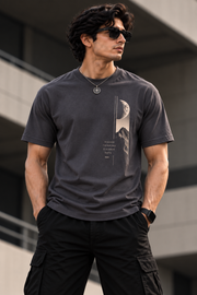WeeCloths Higher Thinking Clearer Days fitted charcoal T-shirt front view