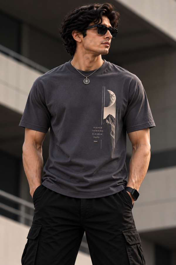 Higher Thinking Clearer Days Fitted T-Shirt – Charcoal