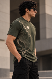 WeeCloths Still Exploring fitted olive T-shirt side view